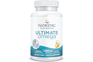 ‎NORDIC NATURALS Nordic Naturals, Ultimate Omega, 60 glutenfreie Softgels, 1280mg Omega-3 je Dosis, Sojafrei, GMO frei, Zitronengeschmack