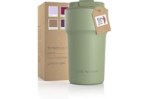 LARS NYSØM Kubek termiczny do kawy na wynos 500ml | Kubek podróżny 0,5 litra z izolacją | Szczelny kubeczek termiczny ze stali nierdzewnej do kawy i herbaty w podróży (Sage Green, 500ml)