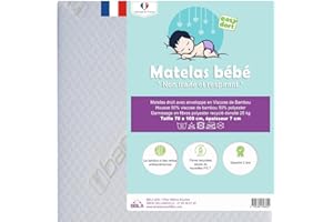 Easy Dort Matelas bébé 70x100 cm | Berceau ou lit bébé | Épaisseur 7 cm | Fabriqué en France | Été & Hiver | Double Face | Très Confortable | Housse en Bambou | Blanc