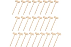 ZBHDEYG Lot de 25 marteaux en bois pour la fabrication de desserts, outils de bricolage, jouets pour enfants, couleurs du bois ou naturel