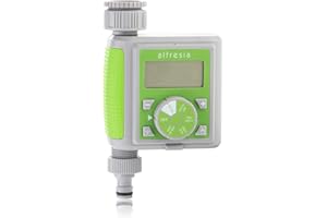 Alfresia Digital Water Timer - Waterproof Rain Sensor Delay and LCD Display, Set Timings, Water Accessories, Garden Tools, Green, Grey