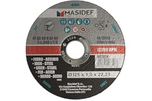 MASIDEF MEMBER OF THE WüRTH GROUP Disco da Taglio, Misura Ø 125 x 1,0 mm, Per Acciaio e Ferro, Confezione da 1 pezzo, grigio