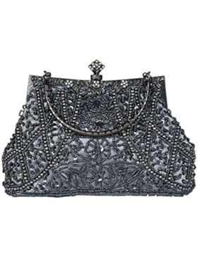 Bagood Women's Vintage Clutches Purses Evening Bags Handbag Shoulder Bag Seed Beaded Sequin Flower for Wedding...