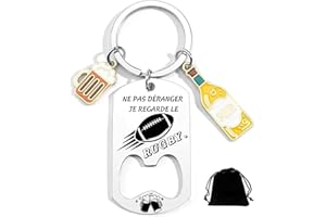 MNBVBV Cadeau Rugby Porte clef Décapsuleur Cadeau Rugby Homme Original - Ouvre Bouteille Anniversaire, Noël pour Rugbymen et pour les Champions de la 3ème Mi-Temps