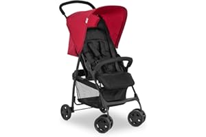 hauck Poussette Compacte Citadine Sport - Ultra Légère Seulement 5,9 kg, Pliable et Inclinable, Jusqu'à 15 kg, Capote Pare-Soleil, Grand Panier 3 kg, Noir Rouge