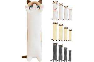 Mikytoper Cute Cat Plush Pillow - Long Cat Plush Stuffed Animals Plushie Pillow Soft Cat Pillow Plush for Kids Adult Kawaii Gift for Birthday Christmas Children's Day(white, 110cm)