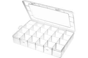 Gbivbe 24 Grids Extra Large Plastic Craft Storage Box, Plastic Organizer Container Bead Storage Box with Removable Grids Compartments for Earring Jewelry Seed and Small Parts