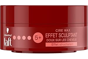 Schwarzkopf - Taft - Cire Wax - Cire Cheveux Homme - Effet Sculptant - Fixation Forte - Longue Durée - Tenue 24h - Coiffant Cheveux - Pot de 75 ml