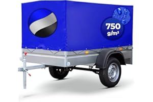 VENDOMNIA Bâche de remorque – 4 Sangles à Boucle, 12 œillets et Corde élastique, 2075 x 1150 x 900 mm, étanche – bâche Haute, bâche de Protection, bâche en Tissu, bâche pour remorque de Voiture