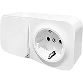 Schuko Base with Surface Switch, Wall Mount Switch Socket, Indoor Power Outlet, 16A, 250V, Max 3680W, Ideal for Home and Comm