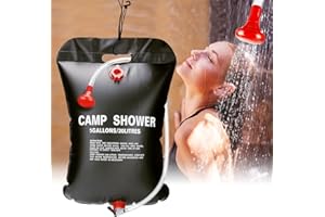 DASIAUTOEM Sac de Douche Solaire, 20L Sac de Douche Camping Portatif Solaire Chauffe, Voyage Douche Solaire avec sur/Hors Commutateur Tuyau et Pomme de Douche, pour Camping Escalade et Randonnée
