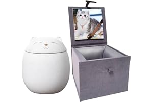 DoInFun Urns for Ashes, Handicrafted Matte Ceramic Cat Ashes Urns Small Pets Ashes Keepsake Memorial Gift, Ashes Holder with Exquisite Box-White Large