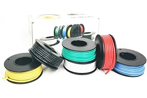NAMYOPRCE Cavo Elettrico 18 AWG, Set Di Cavi Kit Di Cavi A Gancio Cavo In Silicone Flessibile 600V Filo Isolante Ad Alta Temperatura (6 Misuratori Di 5 M Di Colore Diverso) (⌀ 0.82mm/ 18 awg)