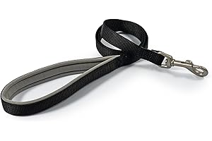 Ancol Viva Soft Touch Padded Snap Dog Lead - Black - Neoprene Handle Weatherproof Durable Puppy Walking Accessory - 1m x 25mm