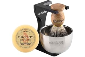 Anbbas Herren Geschenk Set Rasierpinsel Reines Dachshaar Shaving Brush Badger Rasierseife Rasierschale mit Rasierständer aus Acryl