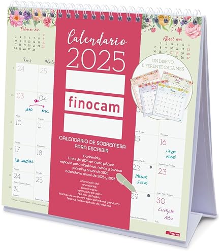 Finocam Tischkalender 2024 Auf Spanisch – Januar Bis Dezember, Mit Feiertagen, Mondphasen & Spiralbindung