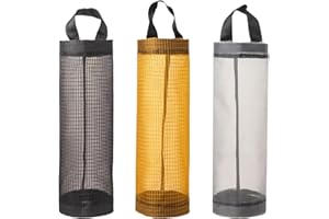 DLPRK 3 szt. Wieszak na śmieci, plastikowy pojemnik na śmieci, plastikowy uchwyt na koperty kuchenny, plastikowy organizer do torebek, składany do zawieszenia (10 x 30 cm) (szary, czarny, żółty)