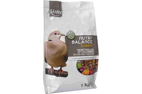 AIME Nourriture pour Tourterelles et Colombes, Nutri'Balance Expert, Menu expert pour Tourterelles, Sac de 1 Kg
