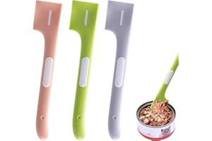 FEIBETY 3 Piece Silicone Pet Food Spoon Set - Long Handle Can Scoop With Mini Spatula for Wet Food, Dogs and Cats
