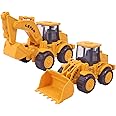 Toyshine Kid Pack Of 2 Realistic Crane Truck Construction Miniature Toy Road With Moving Parts Actions, Friction Powered - D