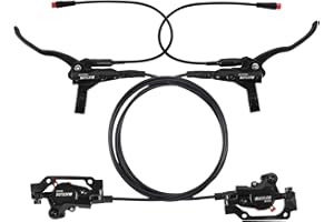 AEYINO Ebike Hydraulic Disc Brake Set - 2 Pistons Electric Power-Off Left Front 1100mm Right Rear 1800mm Aluminum Alloy Lever for Scooter/MTB Mountain Bike