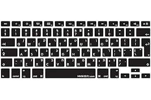 MiNGFi Hébreu Israeli Clavier Coque de Protection/Couverture pour MacBook Pro 13" 15" 17" et Air 13" EU/ISO Keyboard Disposition Silicone Skin - Noir