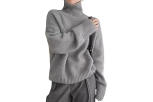 MAOAEAD Cashmere Pullover High Neck Warm Knitted Cashmere Sweater Cozy Soft Turtleneck Pullover Oversized Tops for Women