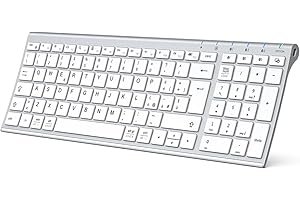 iClever Tastiera Bluetooth, Tastiera Ricaricabile Multi-Dispositivo Bluetooth 5.1con Connessione Stabile per Mac OS, Android, Windows (Silver)