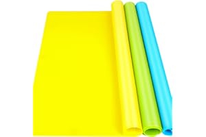 LEOBRO Silicone Mat for Resin, 3 Pack A3 Extra Large Silicone Sheet for Resin Moulds, 30cm x 40cm Crafts Mat for Resin Casting Mold, Silicone Sheet, Heat-Resistant Mat, Blue, Yellow, Green