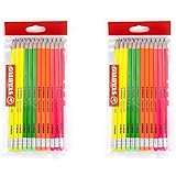 Stabilo Matita in grafite Swano fluo - Pack da 12 - Colori assortiti (Confezione da 2)