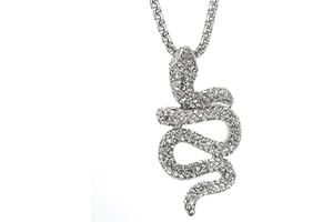 PAURO Herren Edelstahl Diamant CZ Tier Schlange Anhänger Charm Halskette Mit Kette 24"