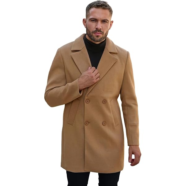 Vogstyle Herren Mantel Neu Wolljacke Lang Umlegekra Produktbild-Vorschau 1