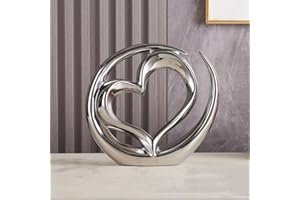 JXCBXJ Amor Estatua de cerámica,Estatua de Arte para decoración del hogar,cerámica de Arte Abstracto Moderno, para Comedor, Sala de Estar, Oficina, Soporte de TV, Centro de Mesa (Plata)
