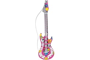 Amakando Guitarra Hinchable Decorativa Rockstar de Goma, Estilo Hippie Rocker Hinchable, decoración de Fiesta, Instrumento Musical para Fiestas