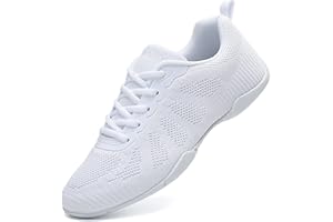 SECHRITE Cheerleading Cheer Schuhe Damen Mädchen Tanz Turnschuhe Dance Sneaker Weiß Jazz Tanzschuhe Yoga Training Aerobic Schnürschuhe