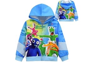 DONY Rainbow Ragazzi Friends Felpa con Cappuccio,Divertente Stampa 3D Felpa con Grafica Cartoon Manica Lunga Pullover,Cosplay,Carnevale Masquerade Natale Giornata dei Bambini Festa Halloween Blu