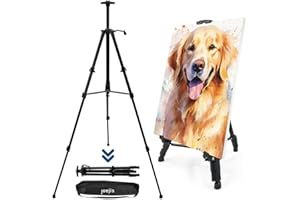 Joeji's Kitchen Chevalet d'artiste sur toile pour peinture – Hauteur entièrement réglable 52 cm – 155 cm – Chevalet de table et support au sol – Dessin et présentation – Noir