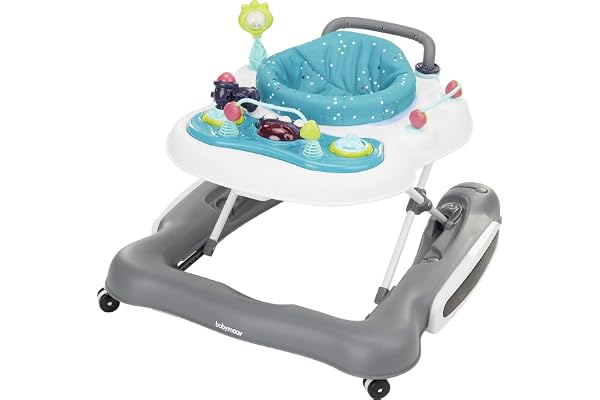Babymoov Trotteur Pousseur Bébé 5 en 1, Evolutif, Favorise l'Eveil, Pliage Compact - Tablette de Jeux & Boîte à Musique - Hauteur Réglable - Dès 9 mois
