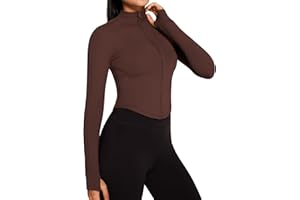 QUEENIEKE Women's Sports Jacket Slim Fit Crop Running Jackets Full Zip Front Yoga Tops with Thumb Holes