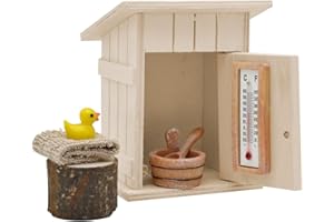 ZauberDeko Wichtel Zubehör Wellness Sauna Holz Saunahäuschen Badeente Handtuch Set