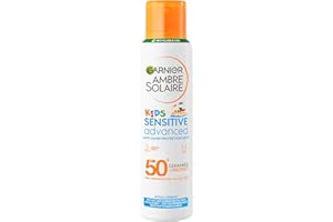 Garnier Ambre Solaire SPF 50+ Sensitive Advanced Kids Anti-Sand Mist, Very High UVA & UVB Protection, Water-Resistant, Hypoallergenic, 150 ml