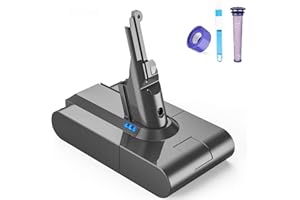 Batterie Dyson V8,FLYLINKTECH Batterie de Remplacement Dyson V8 SV10 pour Dyson V8 Absolute Animal Fluffy Range Parquet Aspirateur & 2 Filtres, Capacité réelle 4600mAh