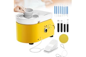 Potuem Pottery Wheel 350W, Electric Pottery Wheels 25cm Turntable, Pottery Forming Machine with Foot Pedal and Removable ABS Basin, Pottery Wheel for Adults Kids Beginners DIY Clay Art, Yellow