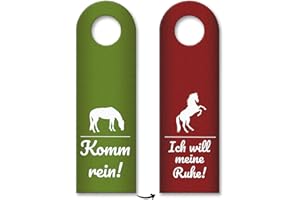 trendaffe Komm rein - Ich will meine Ruhe Türhänger in Rot und Grün mit Pferd Motiv
