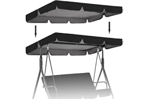 DSXH Patio Canopy Swing Cover Replacement Canopy for Swing Seat 2 & 3 Seater Swing Chair Canopy Cover Anti-UV/Waterproof Hammock Cover Top for Outdoor Garden Patio,Black,195 * 125 * 15cm