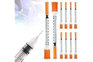 BAAQII 10 Pack 1ml Disposable Syringe, Plastic Multiple Uses Measuring Tools, 1ml Veterinary Syringes with Cap and Needles for Pet Animal, Dispensing Measuring Tool, Laboratory Accessories (10)