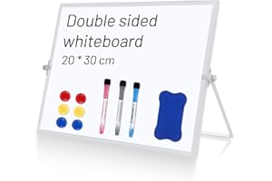 Kasanni Whiteboard Magnetisch Abwischbar Whiteboard Klein Beidseitige Verwendung Mit StäNder Tragbarkeit Geeignet für den Einsatz im Büro, zu Hause und in der Schule (20 cm x 30 cm)