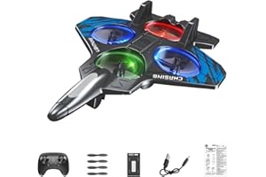 Colcolo Foam Remote Control Airplane Fighter Jet Toys Gifts for Boys Lightweight 360° Flip Waterproof RC Plane for Kids Adults 8-16, blue single battery