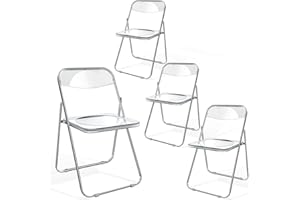FRUOGO FROUGO Set di 4 Sedie pieghevoli,sedie pieghevoli da interno,plastica PP.sedia pieghevole da interno,ideale come sedie pieghevoli da esternoAdatta all'esterno,salotto,sala riunioni,Trasparente