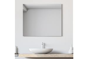 foxydry Specchio da parete con led, specchio rettangolare illuminato, specchiera bagno, camera da letto e atrio senza cornice (senza LED, 70x75 cm)